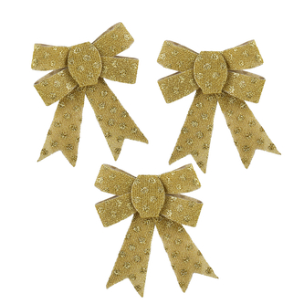 SANTA LILA Komplet 3 Kokardek 9,5x12cm złote