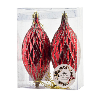 SANTA LILA Komplet 2 bombek czerwone