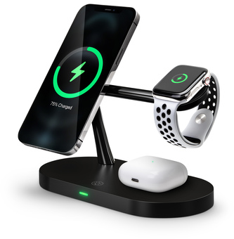 CONNECT IT MultiCharge 5 v 1 MagSafe Wireless Fast Charge bezdrátová nabíječka, ČERNÁ