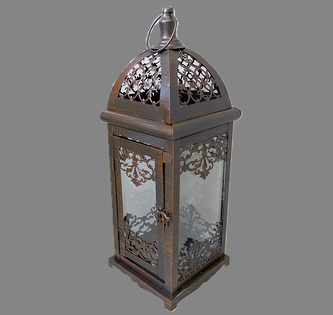 Lampa hnědá patina kov se sklem