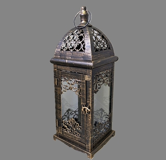Lampa hnědá patina kov se sklem