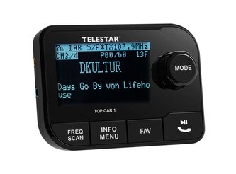 Telestar TOP CAR 1 DAB+ adaptér do auta, Bluetooth, FM transmitter, microSD, černá