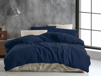 Francouzské mušelínové povlečení 240x220, 70x90cm tmavě modré