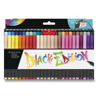 Fixy Faber-Castell Black Edition Brush - stojánek, 50 ks