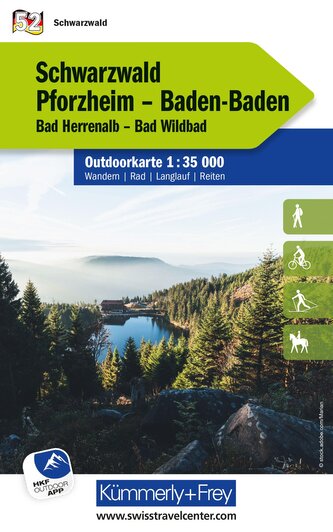 Kümmerly+Frey Outdoorkarte Deutschland 52 Schwarzwald, Pforzheim, Baden-Baden 1:35.000