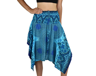 Sukně krátká TUNDE, modrá, kruhy a květy