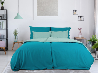 B.E.S. - Petrovice, s.r.o. Povlečení BAVLNA Double face hotelový uzávěr - Tyrkys/Olivová Rozměr: 140 x 200 + 70 x 90