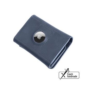 Fixed Kožená peněženka Tripple Wallet for AirTag z pravé hovězí kůže, modrá