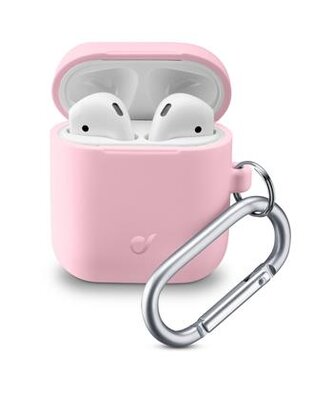 Cellularline Ochranný kryt s karabinou Bounce pro Apple AirPods 1 & 2, růžový