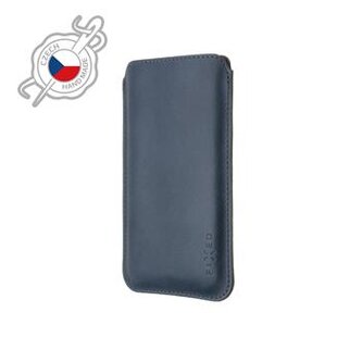 Fixed Tenké pouzdro Slim vyrobené z pravé kůže pro Apple iPhone 12 Pro Max/13 Pro Max, modré
