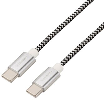 GoGEN USB-C USB-C, 1m, opletený - stříbrný, 60W kabel