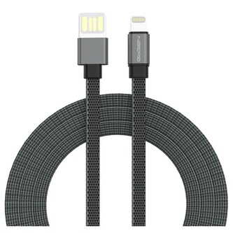 GoGEN USB-A Lightning, 1m, oboustranný, plochý, šedý kabel
