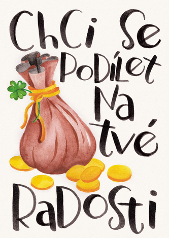 Přáníčko BeBechy - A6 - bílé - Měšec