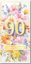 Karnet DL 90 urodziny, kwiaty DL-192