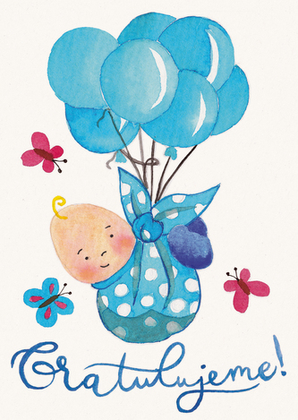 Přáníčko BeBechy - A6 - bílé - Chlapeček