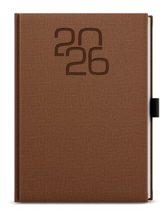 Denní diář 2026 - David - Fabric - A5 - hnědá