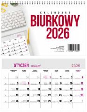 Kalendarz 2026 Biurkowy Miesięczny 24x15cm