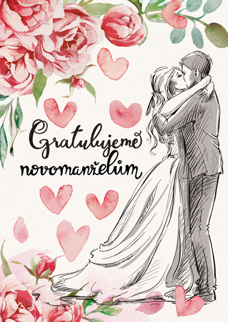 Přáníčko BeBechy - A6 - bílé - Novomanželům
