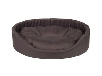 Pelíšek pro psa oválný BASIK hnědá velikost M 52x44x14 cm