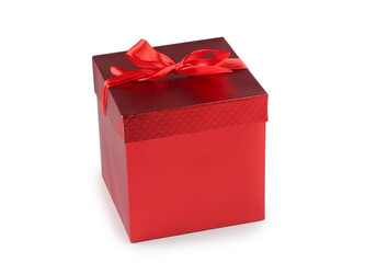 Dárková krabička s mašlí metalická - 1 ks - 3 červená