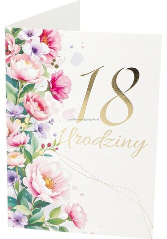 Karnet B6 18 Urodziny, kwiaty 18-006