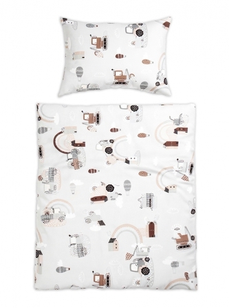 Povlečení do postýlky, 2D sada - Malý stavitel, šedá, 135x100 ; 135x100