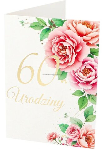 Karnet B6 60 Urodziny, kwiaty RU-016