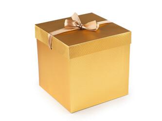 Dárková krabice s mašlí metalická - 1 ks - 2 zlatá