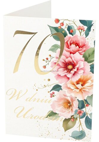 Karnet B6 70 Urodziny, kwiaty RU-019