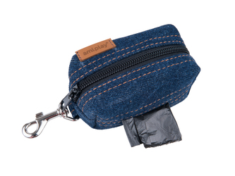 Pouzdro na sáčky na psí exkrementy JEANS modrá 9x5x4 cm