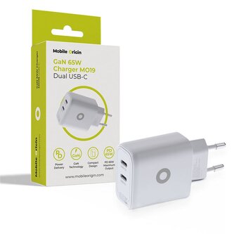 Mobile Origin GaN 65W Charger TÜV, MO19 - Dual USB-C