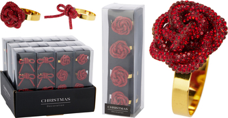 ZESTAW 4 OBRĄCZEK NA SERWETKI CZERWONE 2 WZORY