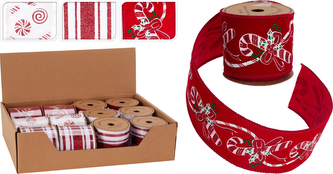 WSTĄŻKA 270X6CM CZERWONO-BIAŁA 3 RODZAJE