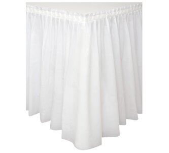 Plastová stolová sukně bílá – 74 × 426 cm