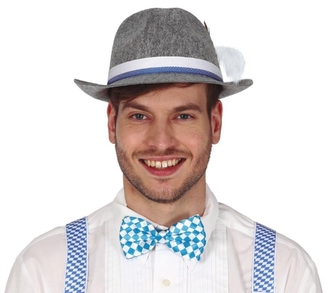 Oktoberfest motýlek modro-bílý – 12 cm