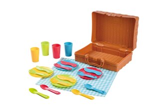 Piknikový košík se sadou nádobí plast 22ks 24x18x8cm 24m+