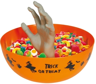 Halloweenská miska s rukou – oranžová 25 cm Halloweenská miska s rukou – oranžová 25 cm