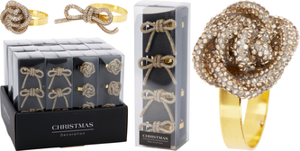 ZESTAW 4 OBRĄCZEK NA SERWETKI ZŁOTE 2 RODZAJE