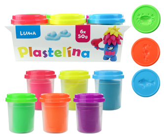Plastelína LUMA měkká kelímek 6 x 50g NEON