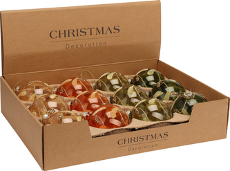 BOMBKA ŚWIĄTECZNA LIŚĆ 8CM 4 RODZAJE