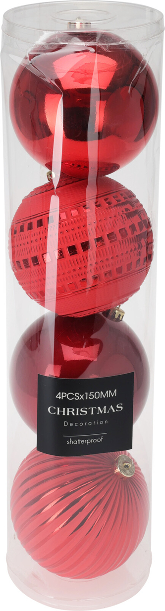 KOMPLET 4 BOMBEK 15CM CZERWONE