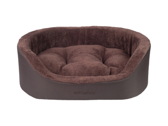 Pelíšek pro psa oválný ASPEINA hnědá velikost L 67x56x25 cm