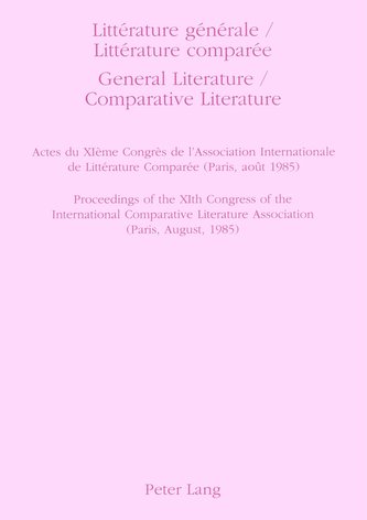 Litterature Generale / Litterature Comparee. General Literature / Comparative Literature