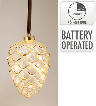 BOMBKA WISZĄCA W KSZTAŁCIE SZYSZKI LED NA BATERIE TIMER