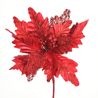 Poinsetie třpytivá zápich - červená