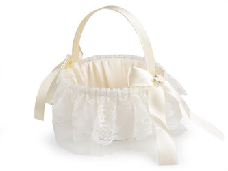 Svatební saténový košíček pro družičky - 1 ks - 4 krémová světlá