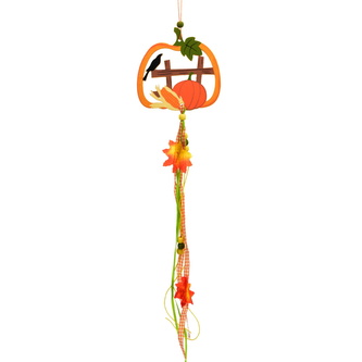 Závěs dřevěná dýně s ptáčkem