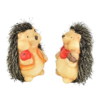 Ježci s jablíčkem a s oříškem keramický 2 ks set, 13 cm