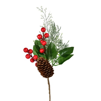 Větvička s bezinkou a šiškou 25 cm