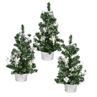 Stromečky zdobené stříbrné 25 cm, 3 ks